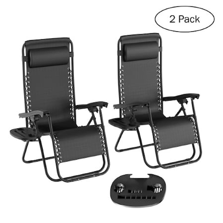 Hastings Home Set of 2 Zero Gravity Chairs, Black 492824QJM